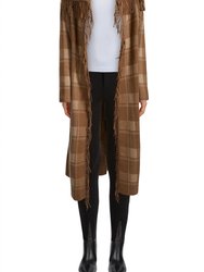 Wool Plaid Jacquard Coat - Beige Combo