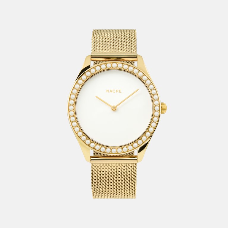 Lune 48 Watch - Gold - Gold Mesh