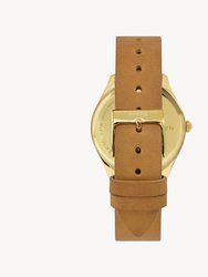 Lune 48 Watch - Gold - Natural Leather