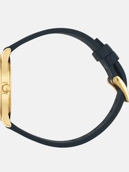Lune 48 Watch - Gold - Navy Leather