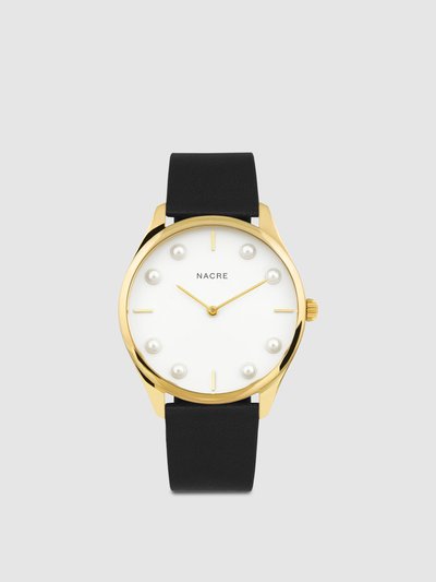 Nacre Lune 8 - Gold and White - Black Leather product