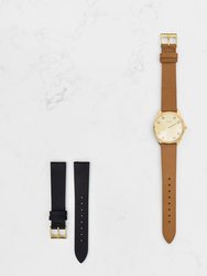 Lune 8 - Gold and White - Black Leather