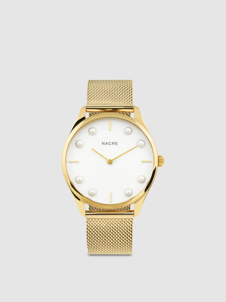 Lune 8 - Gold and White - Gold Mesh