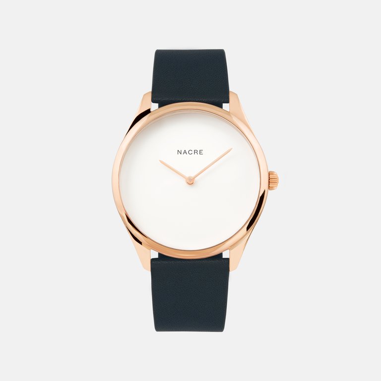 Lune - Rose Gold - Navy Leather