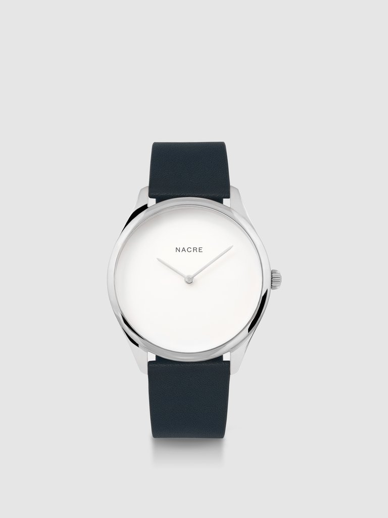 Lune - Stainless Steel - Navy Leather - Navy