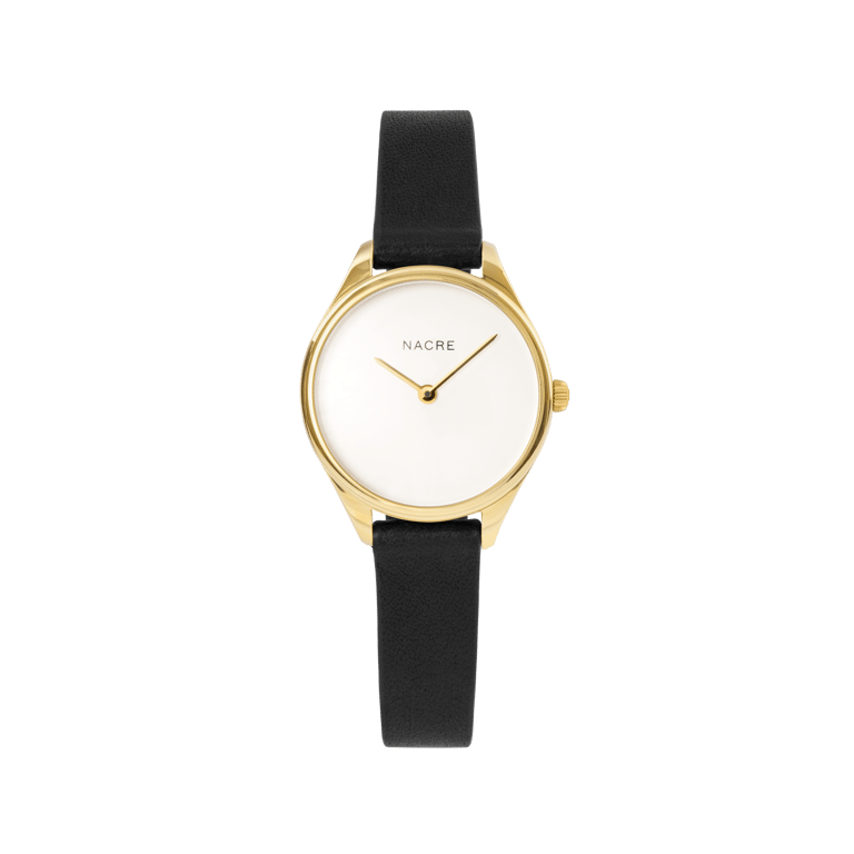 Mini Lune Watch - Gold - Black Leather
