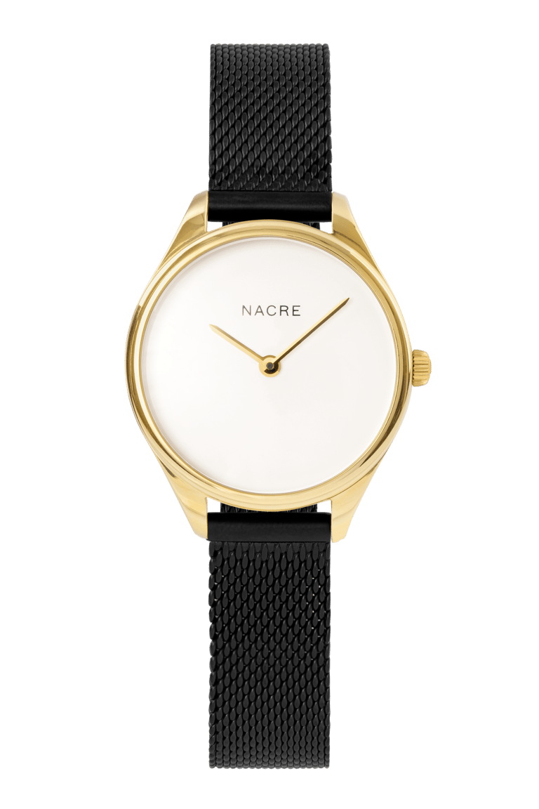 Mini Lune Watch - Gold - Matte Black Mesh - Matte Black Mesh