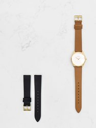 Mini Lune Watch - Gold - Saddle Leather