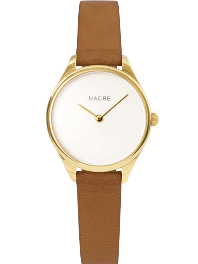 Nacre Mini Lune Watch - Gold - Saddle Leather product
