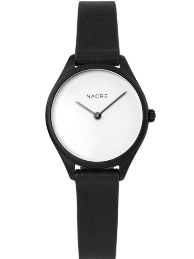 Nacre Mini Lune Watch - Matte Black - Black Leather product