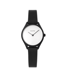 Mini Lune Watch - Matte Black - Black Leather