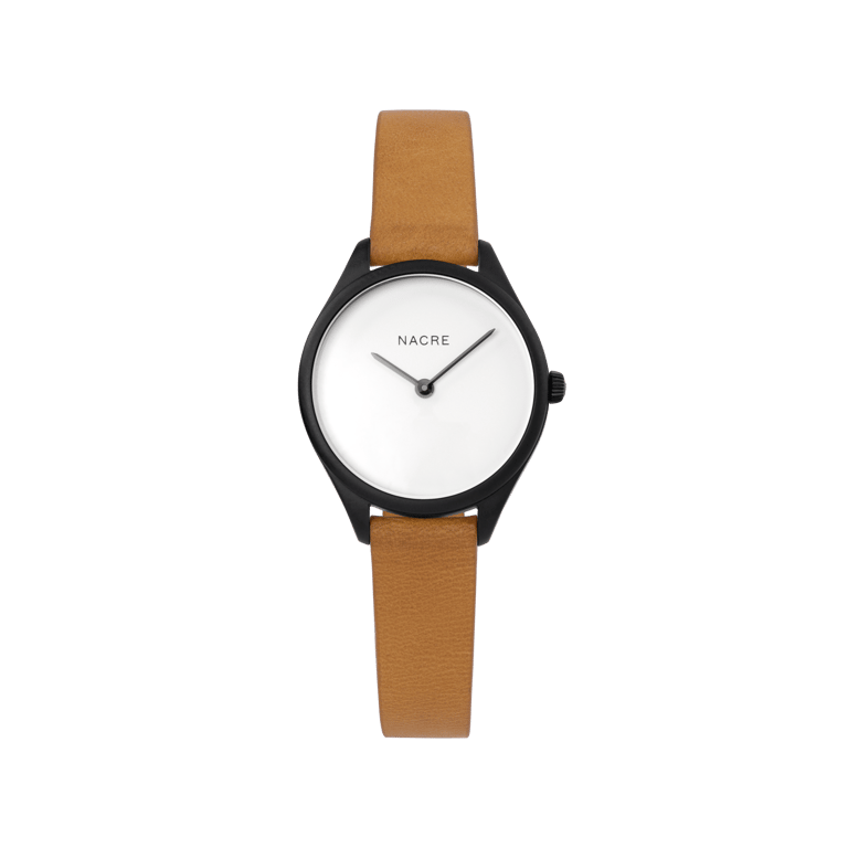 Mini Lune Watch - Matte Black - Natural Leather