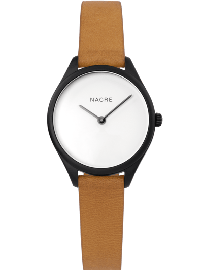 Nacre Mini Lune Watch - Matte Black - Natural Leather product