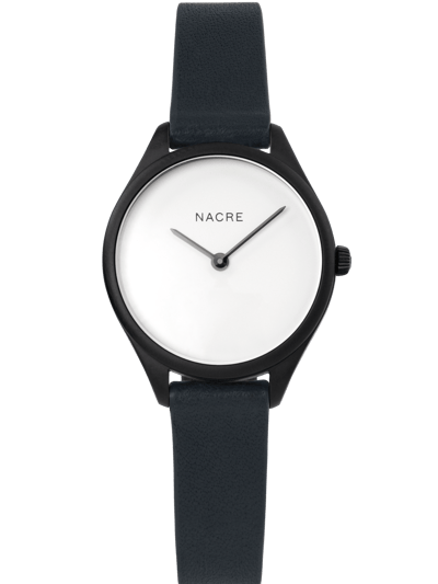 Nacre Mini Lune Watch - Matte Black - Navy Leather product