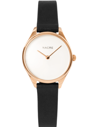 Nacre Mini Lune Watch - Rose Gold - Black Leather product
