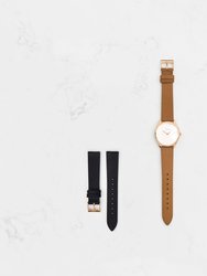 Mini Lune Watch - Rose Gold - Natural Leather