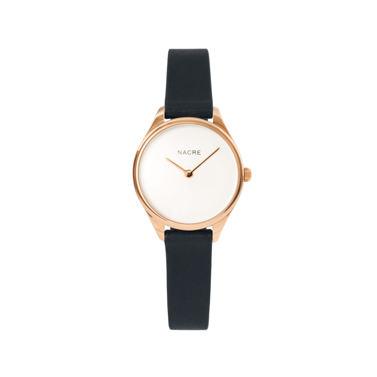 Mini Lune Watch - Rose Gold - Navy Leather