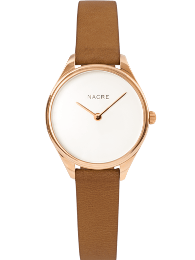 Nacre Mini Lune Watch - Rose Gold - Saddle Leather product