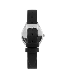 Mini Lune Watch - Stainless Steel - Black Leather
