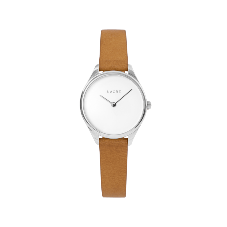 Mini Lune Watch - Stainless Steel - Natural Leather