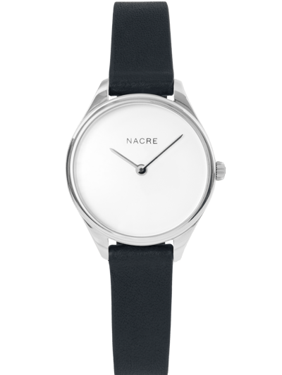 Nacre Mini Lune Watch - Stainless Steel - Navy Leather product