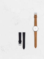 Mini Lune Watch - Stainless Steel - Sand Leather