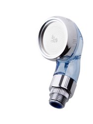 1-Spray Patterns With 1.5 Gpm 4 In. Wall Mount Handheld Shower Head in Chrome - Silver/Blue