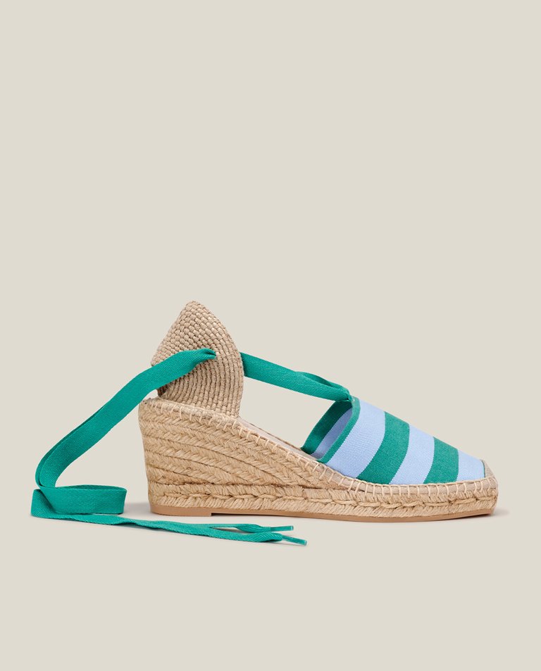 Anni Espadrille - Green Stripes - Green