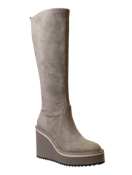 Apex Wedge Knee High Boots - Greige