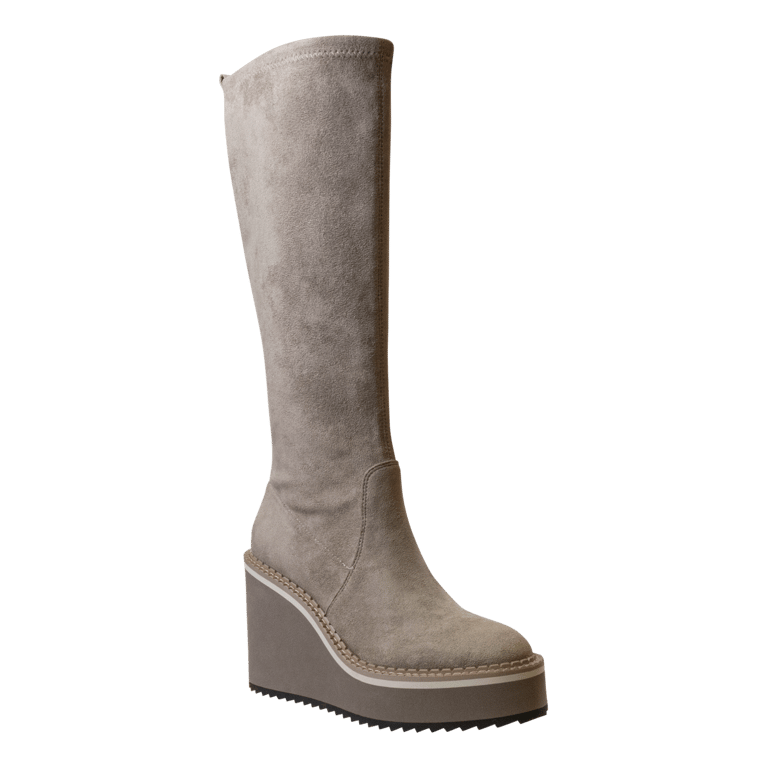 Apex Wedge Knee High Boots - Greige