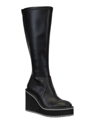 Apex Wedge Knee High Boots - Black