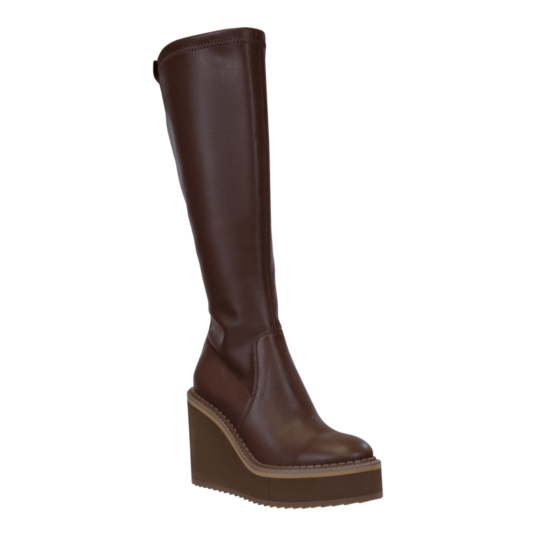Apex Wedge Knee High Boots - Cacao