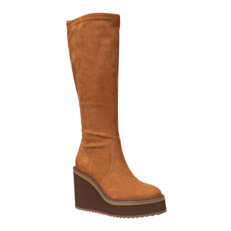 Apex Wedge Knee High Boots - Camel
