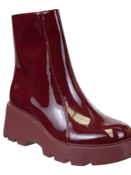 XENUS Platform Ankle Boots - Deep Red