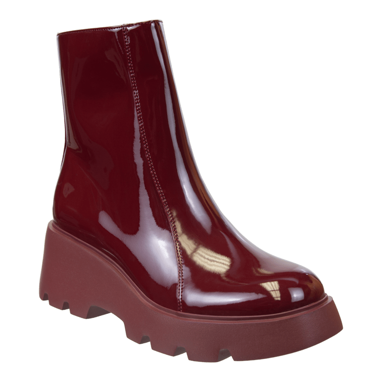 XENUS Platform Ankle Boots - Deep Red