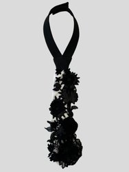 Floral Embroidered Petite Necktie - Black-multi
