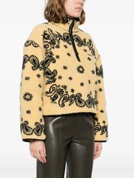 Laurice Bandana-Jacquard Fleece Jumper In Butter Yellow/black