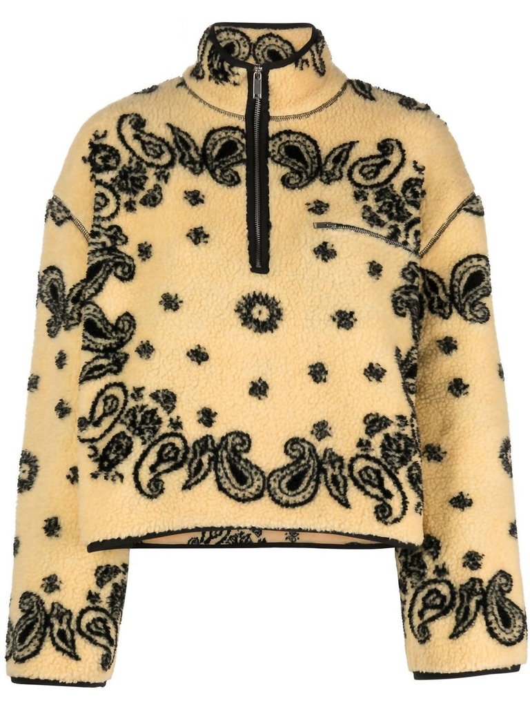 Laurice Bandana-Jacquard Fleece Jumper In Butter Yellow/black