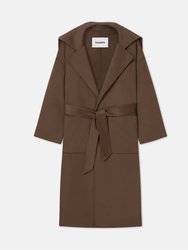 Ruta Oversized Trench Coat With Shawl In Clay Brown