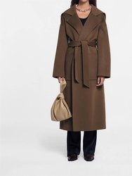 Ruta Oversized Trench Coat With Shawl In Clay Brown - Clay Brown