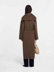 Ruta Oversized Trench Coat With Shawl In Clay Brown