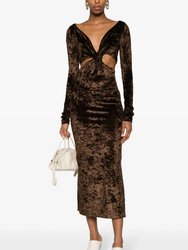 Zanee Cut-Out Midi Dress In Chocolate Brown - Chocolate Brown