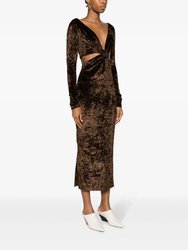 Zanee Cut-Out Midi Dress In Chocolate Brown