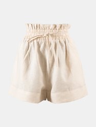 Kep Linen Lounge Short in Tan - Tan Linen