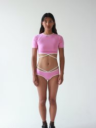 Cropped Top/ Surf Rash Guard - Candy Sky Pink