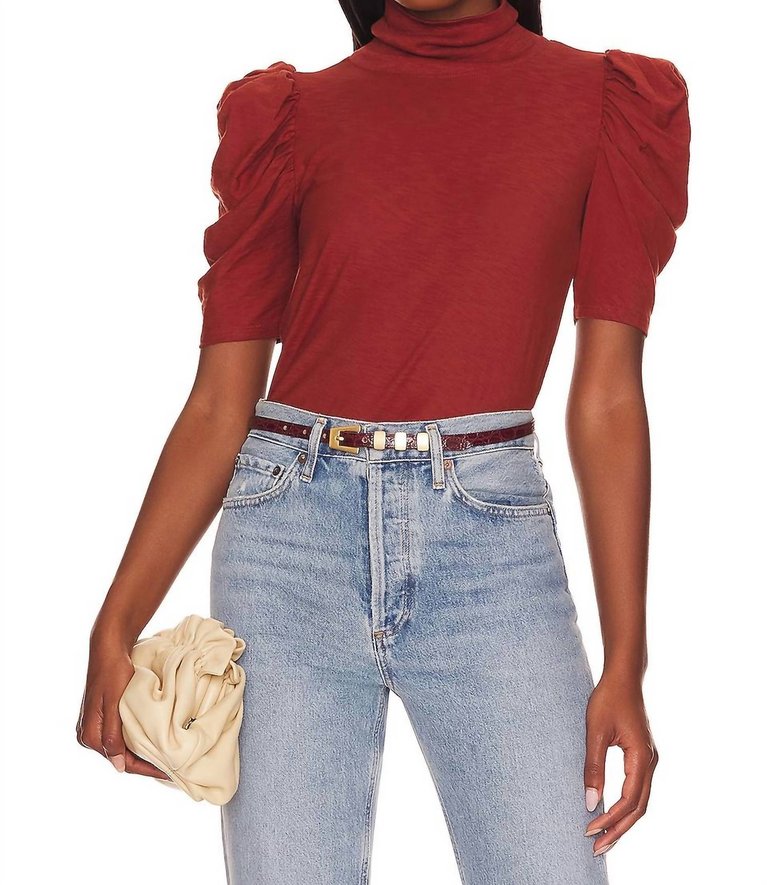 Dawn Turtleneck Top In Red Clay - Red Clay