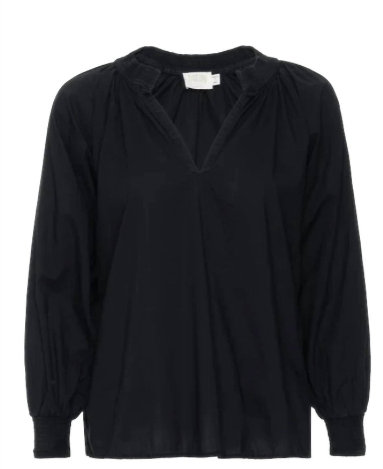 Estelle Peasant Blouse In Jet Black - Jet Black