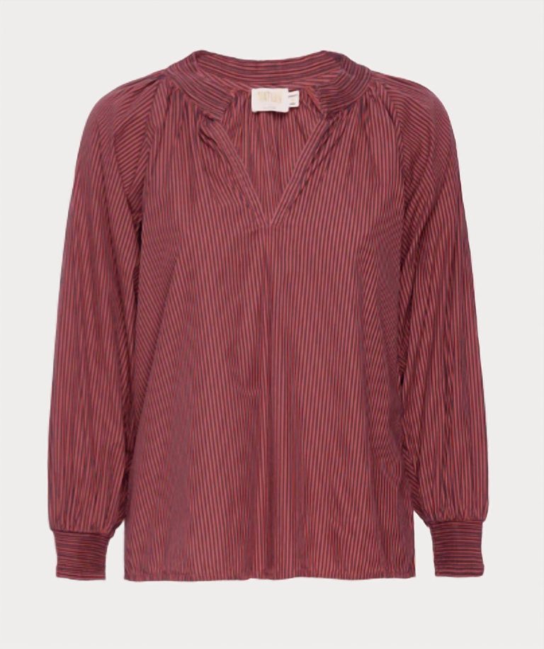 Estelle Poplin Peasant Blouse In Red