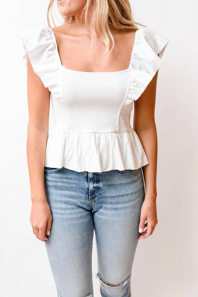 Jenny Ruffle Tank In White - White