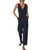 Kiara V Neck Jumpsuit In Jet Black - Jet Black